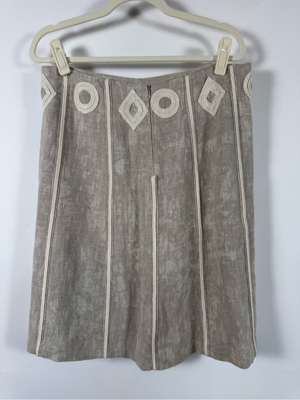 Blue Ice VTG 100% Linen Embroidered Midi Skirt Boho Coastal Minimalist Lagenlook - Picture 5 of 9